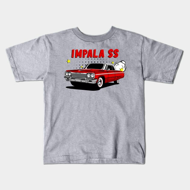 Impala Classic Muscle Cars Kids T-Shirt by masjestudio